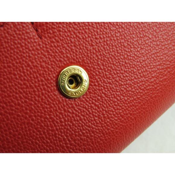 $680 BURBERRY PORTER RED LOGO EMBOSSED LEATHER FLAP CONTINENTAL - Picture 11 of 15